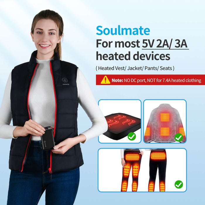 DOACEWear Heating Vest Portable Mobile Power Supply -10000mA