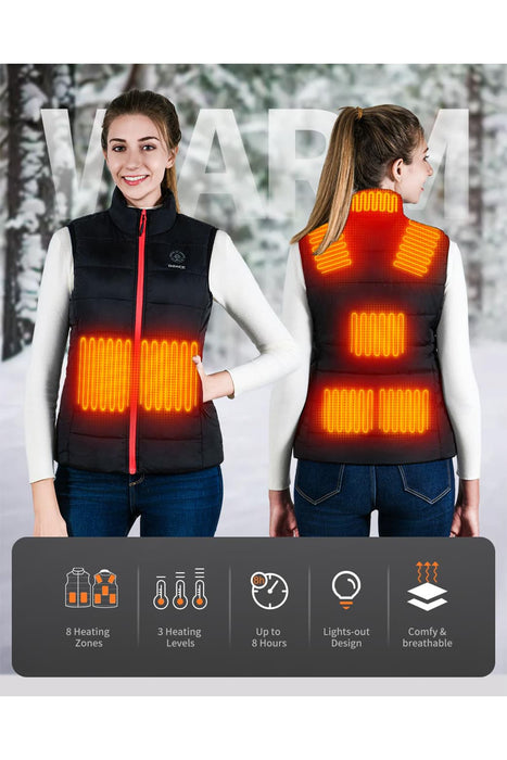 DOACE Wear Cotton Stand Collar Heated Vest for Women(Battery Not Included)