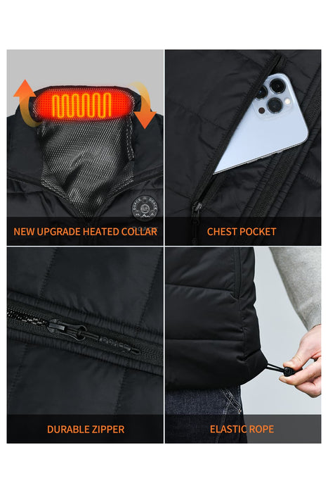 DOACE Wear Cotton Stand Collar Heated  Vest for Men(Battery Not Included)