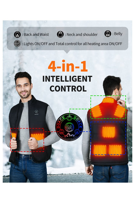 DOACE Wear Cotton Stand Collar Heated  Vest for Men(Battery Not Included)