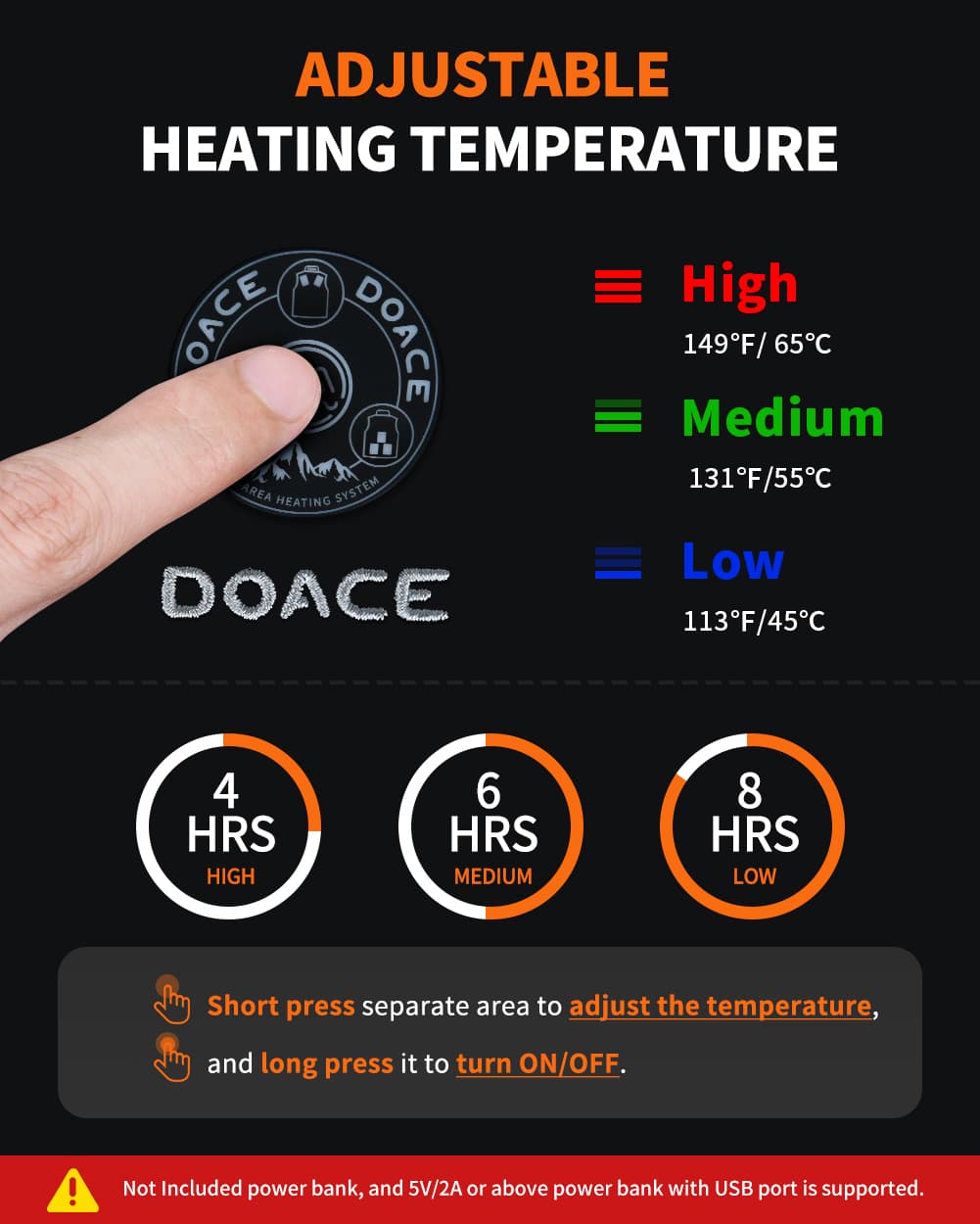 3 heating settings