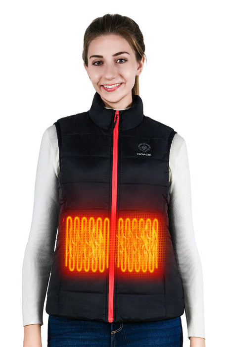 DOACE Wear Cotton Stand Collar Heated Vest for Women(Battery Not Included)