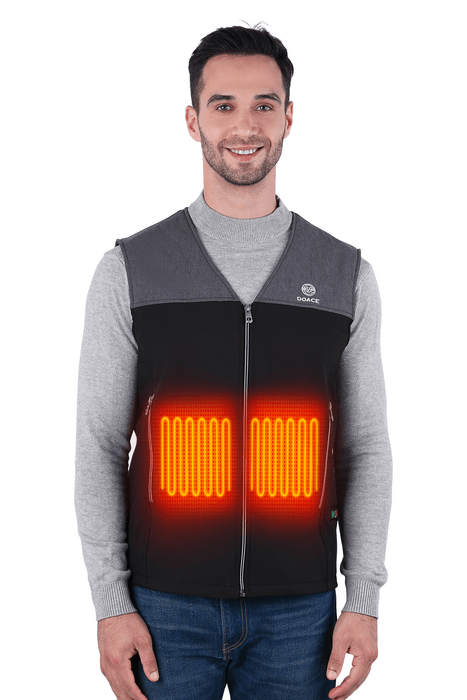 DOACE Wear V-neck heated electric vest-black&grey(Battery not included)
